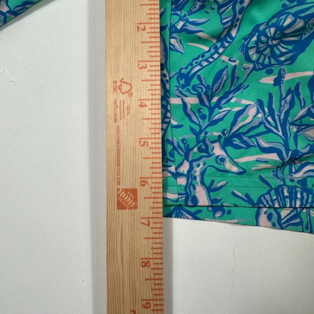 Vineyard Vines Swim Trunks Mens 4XB Seahorse Coral Print Green Blue
